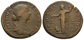 Ancient Roman Imperial Coins - Faustina II - Juno Sestertius
161-175 AD. Wife of Marcus Aurelius, Rome mint. Obv: FAVSTINA AVGVSTA legend with draped...