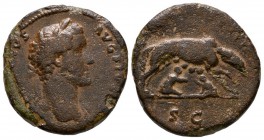 Ancient Roman Imperial Coins - Antoninus Pius - She-Wolf and Twins Sestertius
140 AD. Rome mint. Obv: ANTONINVS AVG PIVS P P legend with laureate bus...