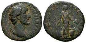 Ancient Roman Imperial Coins - Antoninus Pius - Annona As
153-154 AD. Rome mint. Obv: ANTONINVS AVG PIVS P P TR P XVII legend with laureate bust righ...