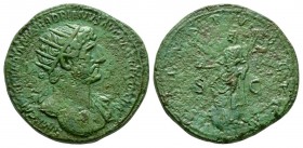 Ancient Roman Imperial Coins - Hadrian - Salus Dupondius
119 AD. Rome mint. Obv: IMP CAESAR TRAIANVS HADRIANVS AVG P M TR P COS III legend with radia...