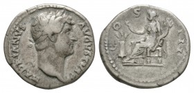Ancient Roman Imperial Coins - Hadrian - Annona Denarius
124-128 AD. Rome mint. Obv: HADRIANVS AVGVSTVS P P legend with bare head right. Rev: COS III...