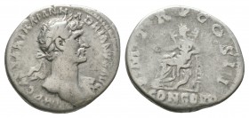 Ancient Roman Imperial Coins - Hadrian - Concordia Denarius
124 AD. Rome mint. Obv: IMP CAESAR TRAIAN HADRIANVS AVG legend with laureate bust right, ...