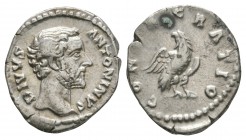 Ancient Roman Imperial Coins - Antoninus Pius (under Marcus Aurelius) - Eagle Denarius
161 AD. Rome mint. Obv: DIVVS ANTONINVS legend with bare head ...