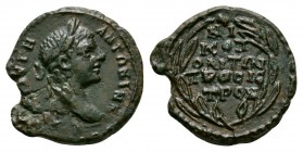Ancient Roman Provincial Coins - Elagabalus - Moesia Inferior - Wreath Bronze
198-217 AD. Nicopolis ad Istrum mint. Obv: A[VT K A]VPH ANT?NIN[OC] leg...