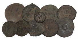 Byzantine Coins - Folles Group [10]
6th-7th century AD. Group comprising: bronze folles; various reigns and issues. 103 grams total. [10, No Reserve]...