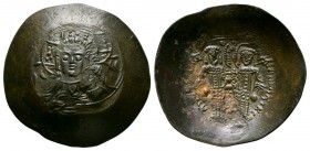 Ancient Byzantine Coins - Alexius III Angelus-Comnenus - Aspron Trachy
1195-1197 AD. Constantinople mint. Obv: facing bust of Christ Emmanuel with le...