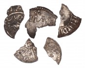 Anglo-Saxon Coins - Penny Fragment Group [5]
9th-10th century AD. Group comprising fragments: Edmund, two-line type; Aethelred II, hand type; with th...