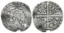 English Medieval Coins - Edward II - York - Groat
. Light coinage, class VII. Obv: facing bust with quatrefoils at neck and E on breast within tressu...