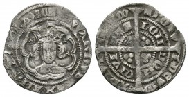English Medieval Coins - Edward III - London - Pre Treaty Halfgroat
1356-1361 AD. Series G. Obv: facing bust within tressure with +EDWARDVS REX ANGL ...