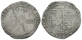 English Stuart Coins - Charles I - Tower under Parliament - Shilling
1643-1644 AD. Group F. Obv: profile bust with XII behind and CAROLVS D G MAG BRI...