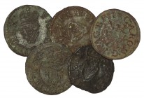 English Stuart Coins - Charles I - Farthing Group [5]
17th century AD. Group comprising: Charles I copper farthings. 1.80 grams total. [5, No Reserve...