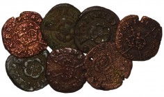 English Stuart Coins - Charles I - Rose Farthings [7]
17th century AD. Obvs: crown over crossed sceptres. Revs: crowned rose. 5.58 grams total. [7, N...
