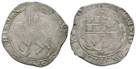 English Stuart Coins - Charles I - Tower under Parliament - Middleham Hoard Halfcrown
1643-1644 AD. Group IV, type 4. Obv: king riding with CAROLVS D...