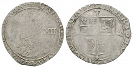 English Stuart Coins - Charles I - Tower - Middleham Hoard Shilling
1638-1639 AD. Group E, type 4.1. Obv: profile bust with XII behind and CAROLVS D ...