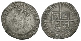 English Tudor Coins - Mary - Groat
1553-1554 AD. Obv: profile bust with MARIA D G ANGL FRA Z HIB REGI legend and 'pomegranate' mintmark. Rev: long cr...