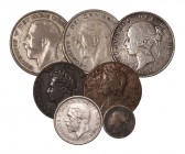 English Milled Coins - George II to George V - Mixed Silver and Copper Issues [7]
Dated 1729-1930 AD. Group comprising: George II, halfpenny (1729); ...