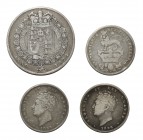 English Milled Coins - George IV - 1824-1826 - Halfcrown & Shillings [4]
Dated 1824, 1826 AD. Group comprising: laureate bust, halfcrown (1824); bare...