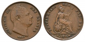 English Milled Coins - William IV - 1837 - Farthing
Dated 1837 AD. Obv: profile bust with date below and GULIELMUS IIII DEI GRATIA legend. Rev: Brita...