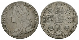English Milled Coins - George II - 1741 - Roses Shilling
Dated 1741 AD. Young bust. Obv: GEORGIVS II DEI GRATIA legend. Rev: cruciform arms with rose...