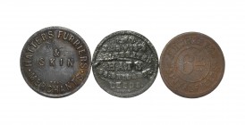 Tokens - Group [3]
19th century AD. Group comprising: Sennet Brothers, advertising check; Jarviss, advertising check and J H Breeze, 6d token. 12.90 ...