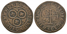 World Tokens - France - Lis Jetton
17th century AD. Obv: cross with GETTOIS DE TOVRNAI legend. Rev: three circles with quatrefoils inside and three l...