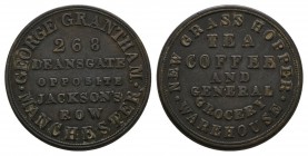 British Tokens - Manchester - George Grantham - Advertising Token
19th century AD. Obv: 268 / DEANSGATE / OPPOSITE / JACKSON'S / ROW in five lines wi...