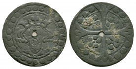 British Tokens - Edward I - Sterling Jetton
13th century AD. Obv: facing bust with rose on breast and large pellets in place of legend. Rev: long cro...