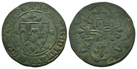World Coins - France - Arms and Cross Jeton
15th century AD. Obv: French arms with +IERXRMINAVENENSTOTOE blundered legend. Rev: voided cross fleury w...