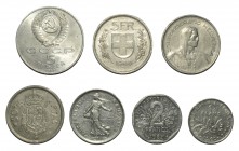 World Coins - France, Russia, Spain & Switzerland - Mixed Modern Issues [7]
Dated 1960-1990 AD. Group comprising: France, 1 franc (1960), 2 francs (1...