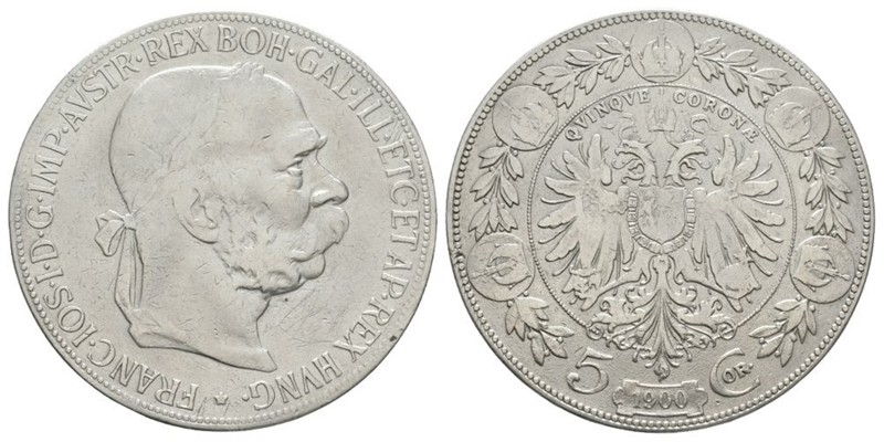 World Coins - Austria - Franz Joseph I - 1900 - 5 Corona
Dated 1900 AD. Obv: pr...