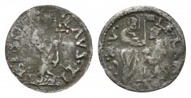 World Coins - Venice - Leonardo Loredan - Soldino
1501-1521 AD. Obv: St Mark standing with doge kneeling before and LE LAV DVX S M V legend. Rev: Chr...