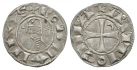 World Coins - Crusader Issues - Antioch - Bohemond IV - Denier
1201-1216 AD. Obv: profile bust left with crescent left and star right with +BOAMONDAS...