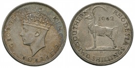 World Coins - Southern Rhodesia - 1942 - 2 Shillings
Dated 1942 AD. George VI. Obv: profile bust with GEORGE VI KING EMPEROR legend. Rev: sable antel...