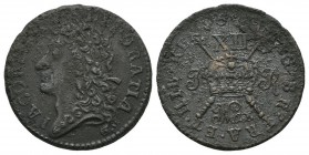 World Coins - Ireland - James II - March 1689 - Gun Money Large Shilling
Date March 1689 Ad. Obv: profile bust with IACOBVS II DEI GRATIA legend. Rev...