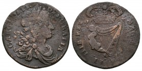 World Coins - Ireland - Charles II - 1683 - Halfpenny
Dated 1683 AD. Obv: profile bust with CAROLVS II DEI GRATIA legend. Rev: crowned harp dividing ...