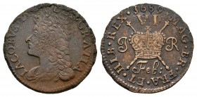 World Coins - Ireland - James II - February 1689 - Gun Money Sixpence
Dated February 1689 AD. Obv: profile bust with IACOBVS II DEI GRATIA legend. Re...