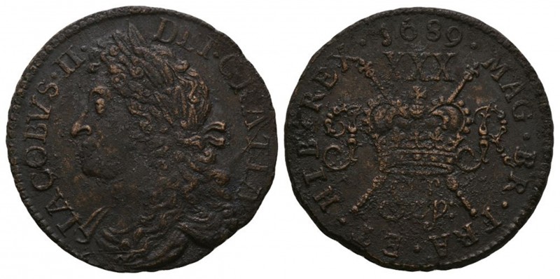 World Coins - Ireland - James II - September 1689 - Large Gunmoney Halfcrown
Da...