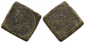 Coin Weights - James I - Laurel Square Weight
17th century AD. Obv: profile bust left. Rev: crown over XX / S in two lines; crown-over-I verification...