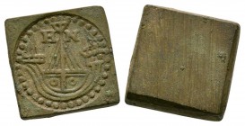English Medieval Coins - Gold Noble Coin Weight
16th century AD. Square uniface, probably Continental manufacture. Obv: sailing ship with maker's ini...