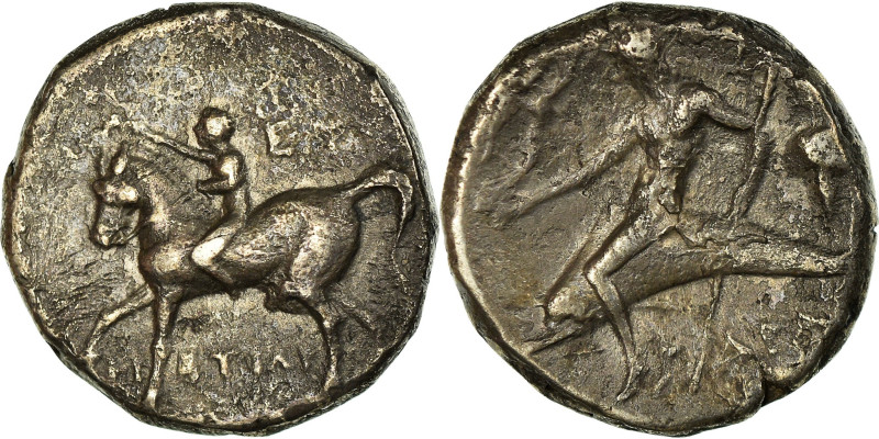 Calabria, Stater, ca. 272-240 BC, Tarentum, Silver, VF(30-35), HGC:1-889var, HN...