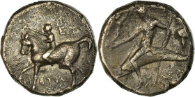 Calabria, Stater, ca. 272-240 BC, Tarentum, Silver, VF(30-35), HGC:1-889var, HN