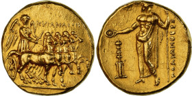 Kyrenaica, Ophellas, Stater, ca. 322-313 BC, Cyrene, Gold, NGC, AU 4/5-3/5