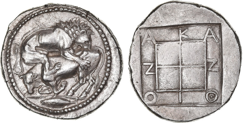 Macedonia, Tetradrachm, ca. 470-430 BC, Akanthos, Silver, NGC, Ch AU 4/5 4/5
Li...