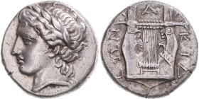 Chalkidian League, Tetradrachm, ca. 360-348 BC, Olynthos, Silver, EF(40-45)
