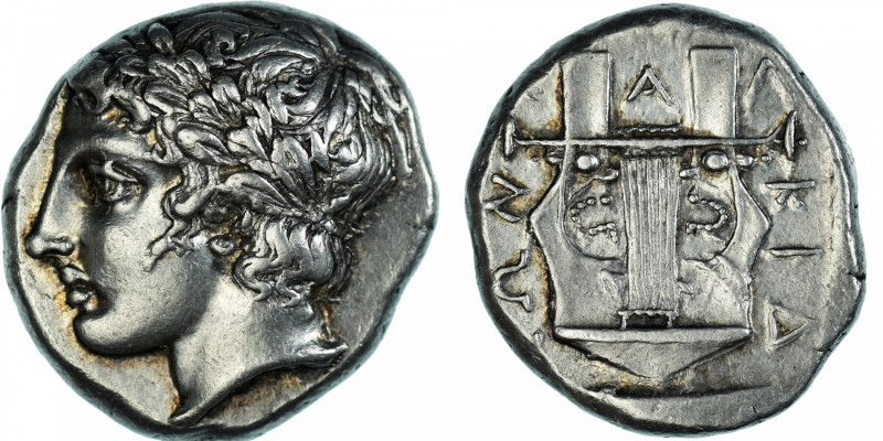 Macedonia, Tetradrachm, ca. 420-375 BC, Olynthus, Silver, NGC, Ch XF 5/5 4/5
He...