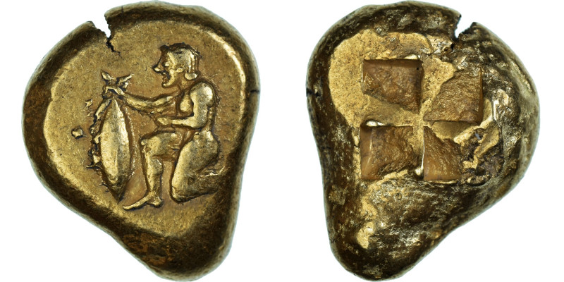 Mysia, Stater, ca. 550-450 BC, Cyzicus, Electrum, NGC, Ch VF 5/5-5/5
Nude male ...