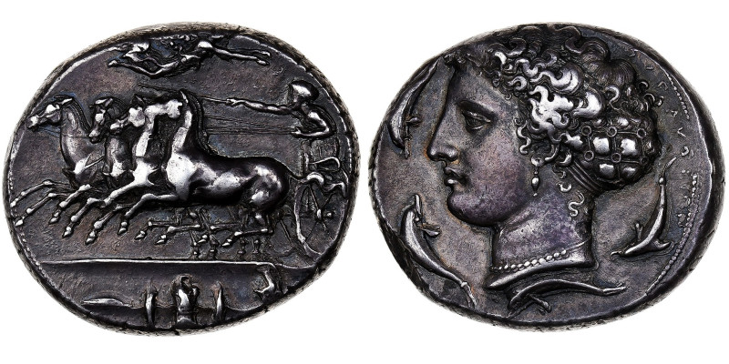 Sicily, Dionysios I, Decadrachm, 405-400 BC, Syracuse, Unsigned work by Kimon
S...
