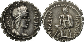 Aquillia, Denarius Serratus, 71 BC, Rome, Silver, AU(50-53), Crawford:401/1