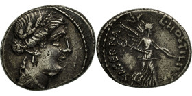 Hostilia, Denarius, 48 BC, Rome, Silver, AU(50-53), Crawford:448/1a