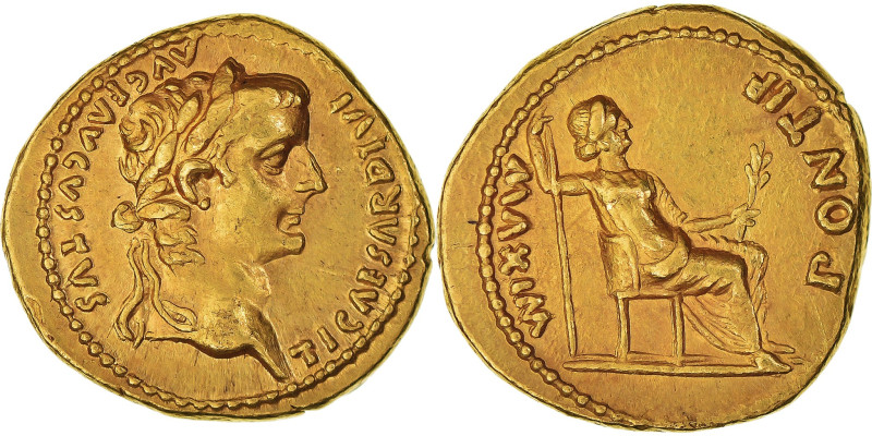 Tiberius, Aureus, 14-37, Lugdunum, Gold, EF(40-45), RIC:I-25
Head of Tiberius, ...